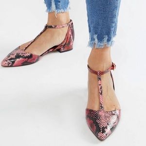 💖Pink Snake Print flats💖
